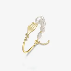 GENERICO - Pulsera Hefang De Perlas Y Cubiertos Perlas Dorada Mujer Joyería Moda