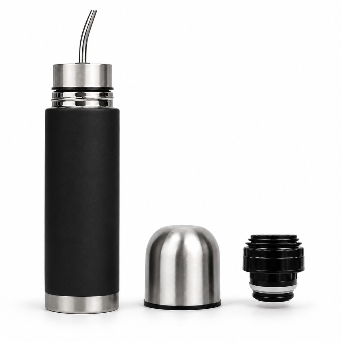 BAZUCA - Termo Mate Acero Inoxidable 2 en1 Botella Termica Tawo 750 Ml Negro