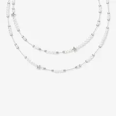HEFANG - Collar De Nebulosas Perlas Circonitas Plata 925 Mujer Joyería