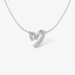 GENERICO - Collar Hefang Con Cinta En Forma De Corazón Circonitas Plata 925 Mujer
