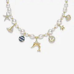 HEFANG - Collar De Almejas De Vacaciones Perlas Circonitas Plata 925