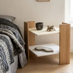 GENERICO - Velador Mesa De Noche Madera Diseño Minimalista 40x40x50cm Estilo Escandinavo Moderno Mesa Auxiliar