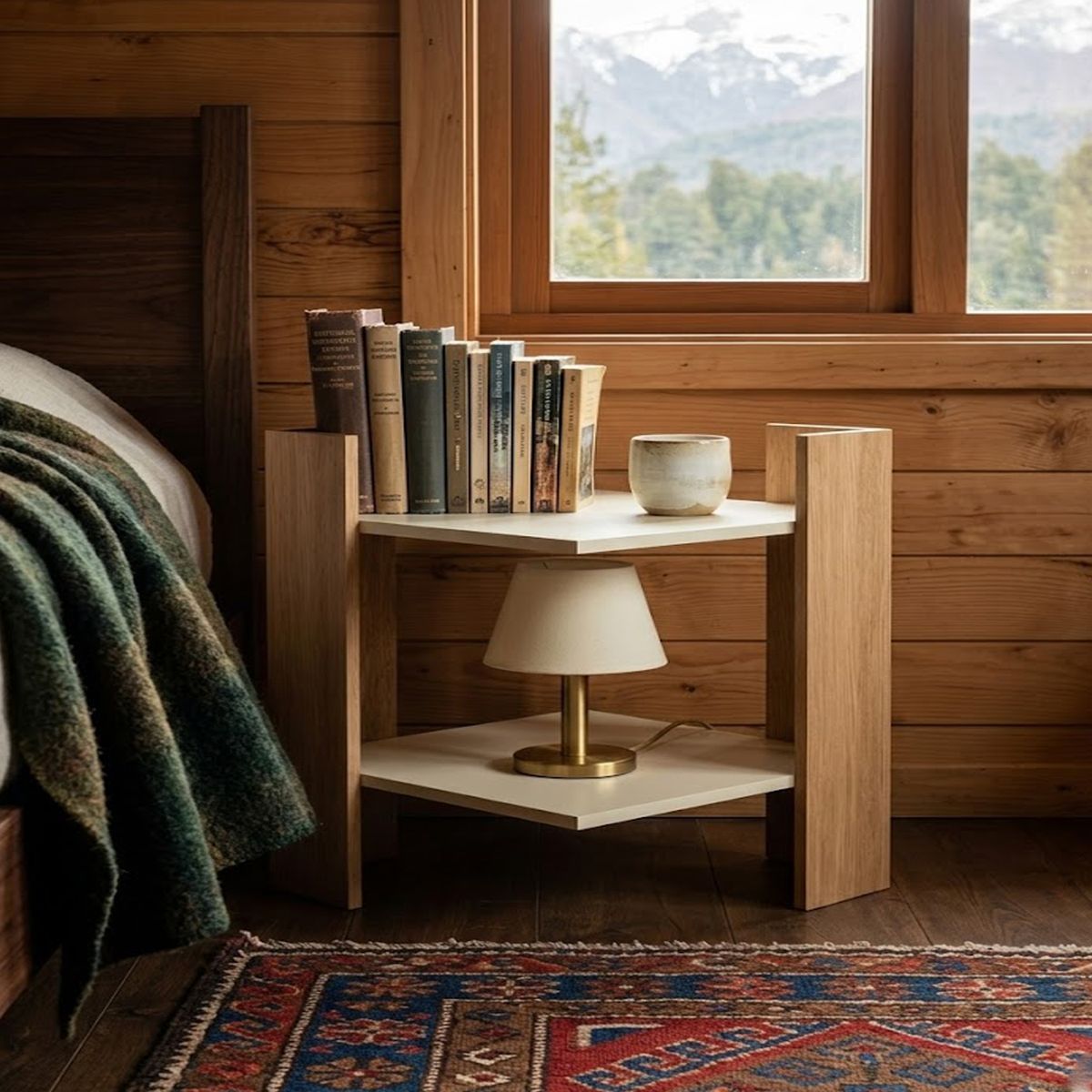 GENERICO - Velador Mesa De Noche Madera Diseño Minimalista 40x40x50cm Estilo Escandinavo Moderno Mesa Auxiliar