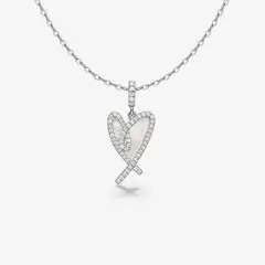 GENERICO - Collar Hefang Con Corazón Revoloteando Circonitas Plata 925 Mujer Moda