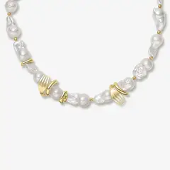 GENERICO - Collar Hefang De Perlas Con Cubiertos Perlas Dorada Mujer Joyería Moda