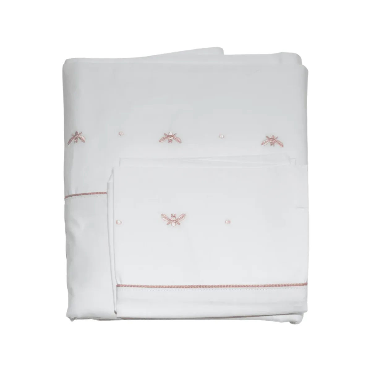 SIMPLE GRACIA - Set Sábanas Cuna Abeja Rosada 140x70 100% Algodón 300 Hilos 3 Piezas Simple Gracia