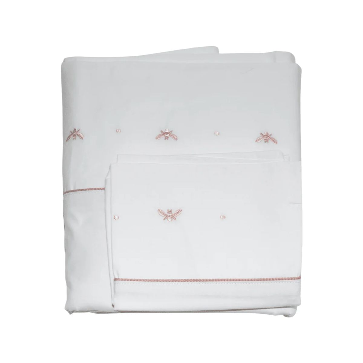 SIMPLE GRACIA - Set Sábanas Cuna Abeja Rosada 140x70 100% Algodón 300 Hilos 3 Piezas Simple Gracia