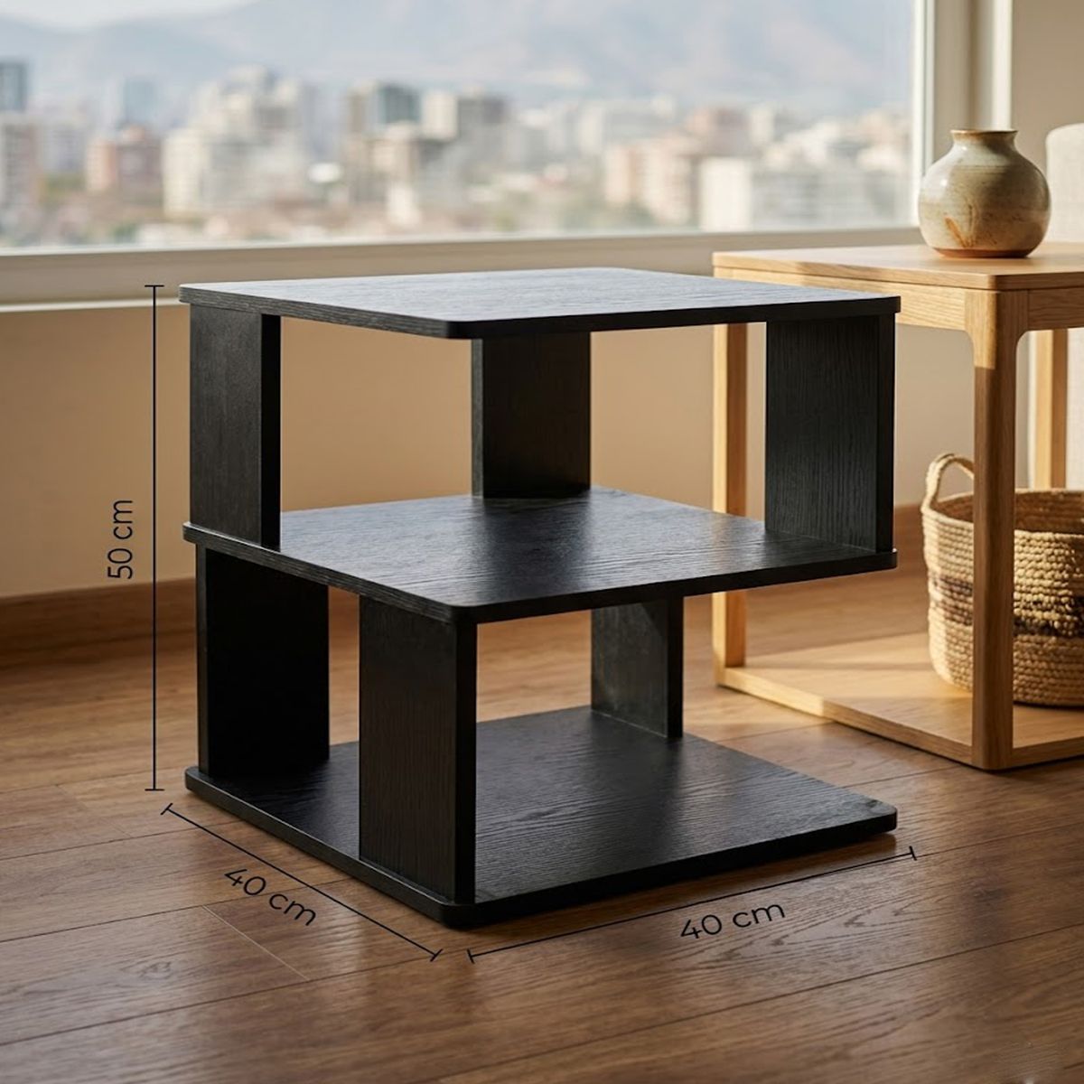 GENERICO - Velador Mesa De Noche Madera Diseño Minimalista 40x40x50cm Estilo Escandinavo Moderno Mesa Auxiliar