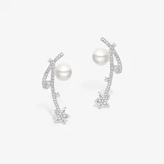 GENERICO - Aretes Hefang De Meteorito Borrachos Perlas Circonitas Plata 925 Mujer
