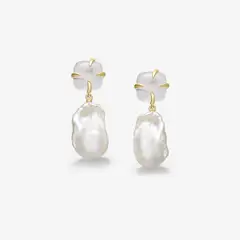 HEFANG - Aros De Perlas De Cuarzo Perlas Plata 925 Mujer Joyería Moda