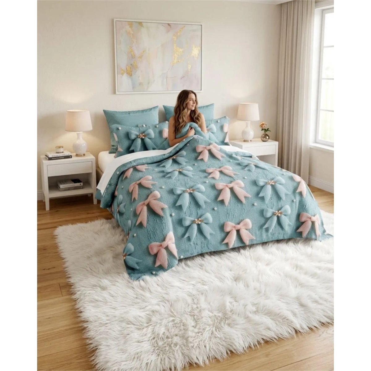 GENERICO - Quilt Cubrecamas Ligero Verano Efecto 5D Con Fundas 2 Plazas