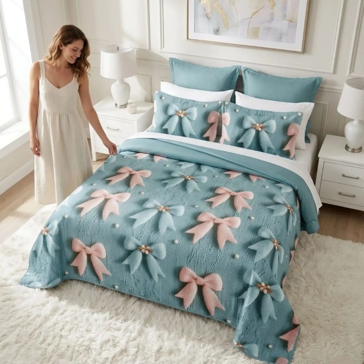 GENERICO - Quilt Cubrecamas Ligero Verano Efecto 5D Con Fundas 2 Plazas