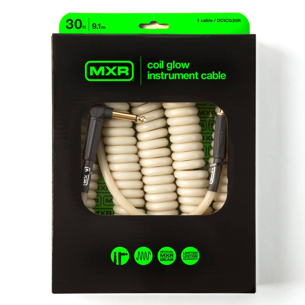 MXR - Cable instrumento 9 mts espiral fluorescente Recto/L MRX DCICG30R