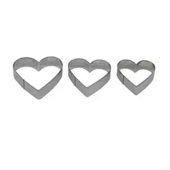 GENERICO - Molde Para Galletas Metal 3 pcs Corazon