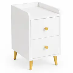 GENERICO - Velador Mesa De Noche Diseño Moderno Minimalista 35x40x46cm Color Blanco Con 2 Cajones Decorativo
