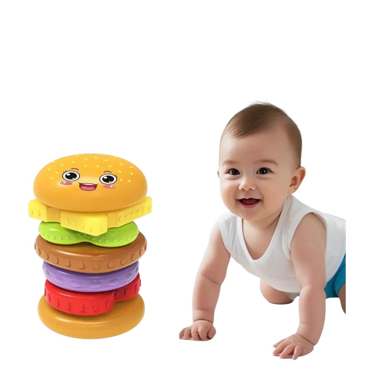 GENERICO - TORRE APILABLE DE HAMBURGUESA DIDACTICO PARA BEBES Y NIÑOS