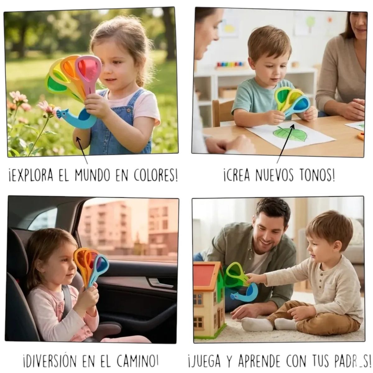 GENERICO - JUGUETE DE MADERA PAVO REAL MONTESSORI DIDACTICO COLORES