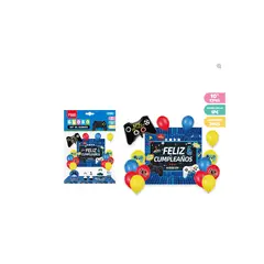 GENERICO - Globos + Fondo Feliz Cumpleaños Consola de Juego