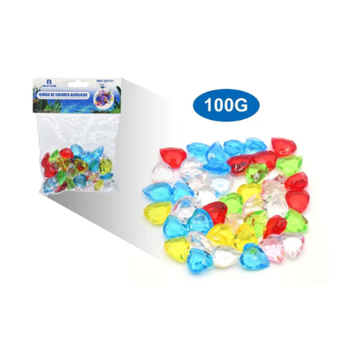 GENERICO - Gemas De Colores Acrílicas Decorativas 100g