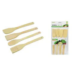 GENERICO - Set De Utensilios De Madera 4 Piezas (28 cm) – Versatilidad y Tradición