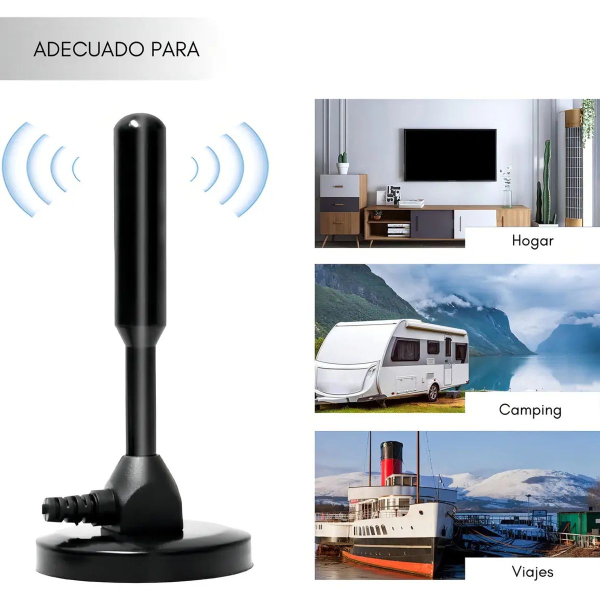 IRM - Antena de tv digital hd con iman potente recepcion señal abierta canales interior exterior hogar