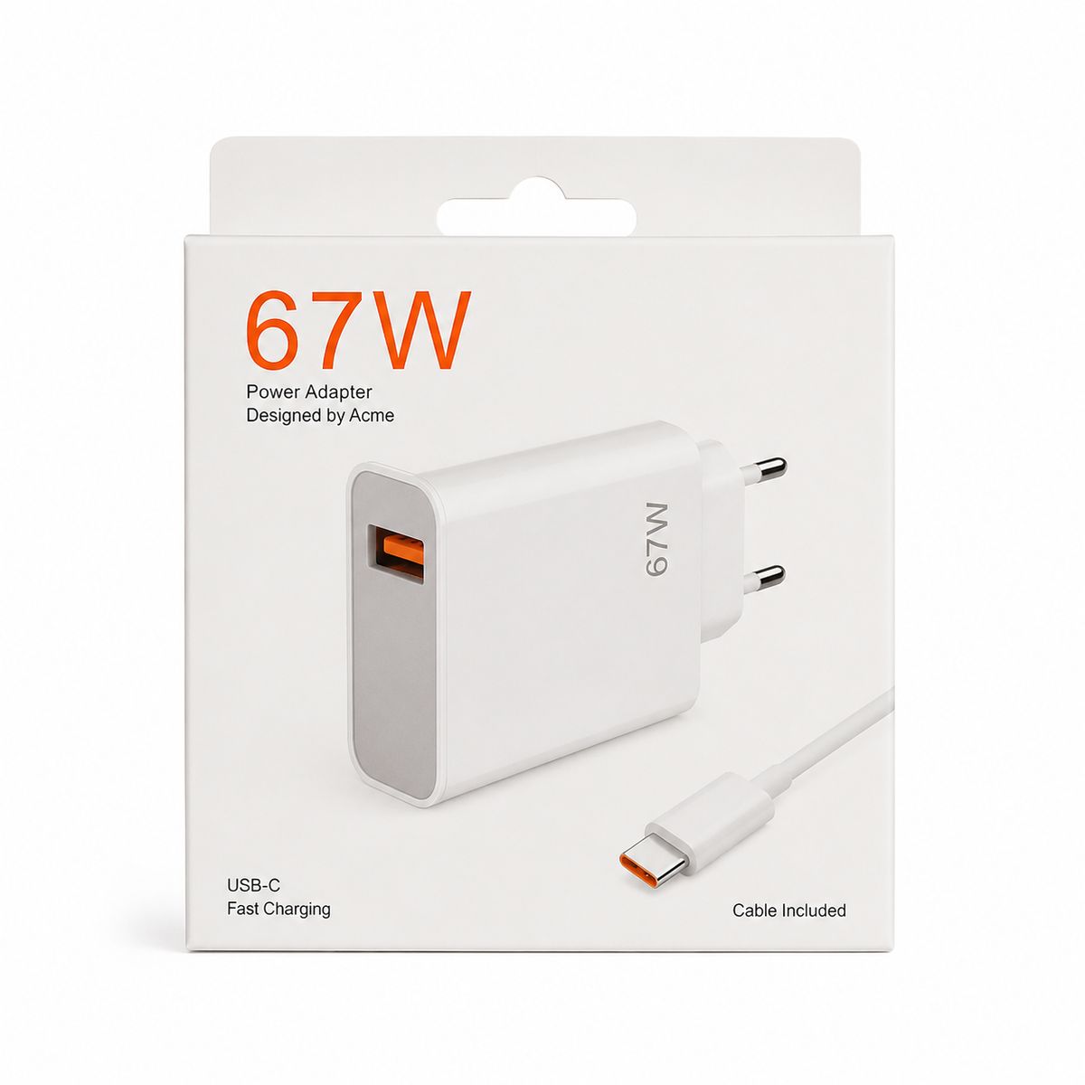 GENERICO - Cargador Rápido 67W Usb-C Con Cable Carga Tipo C Blanco