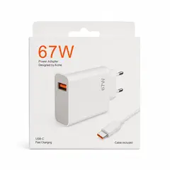 GENERICO - Cargador Rápido 67W Usb-C Con Cable Carga Tipo C Blanco