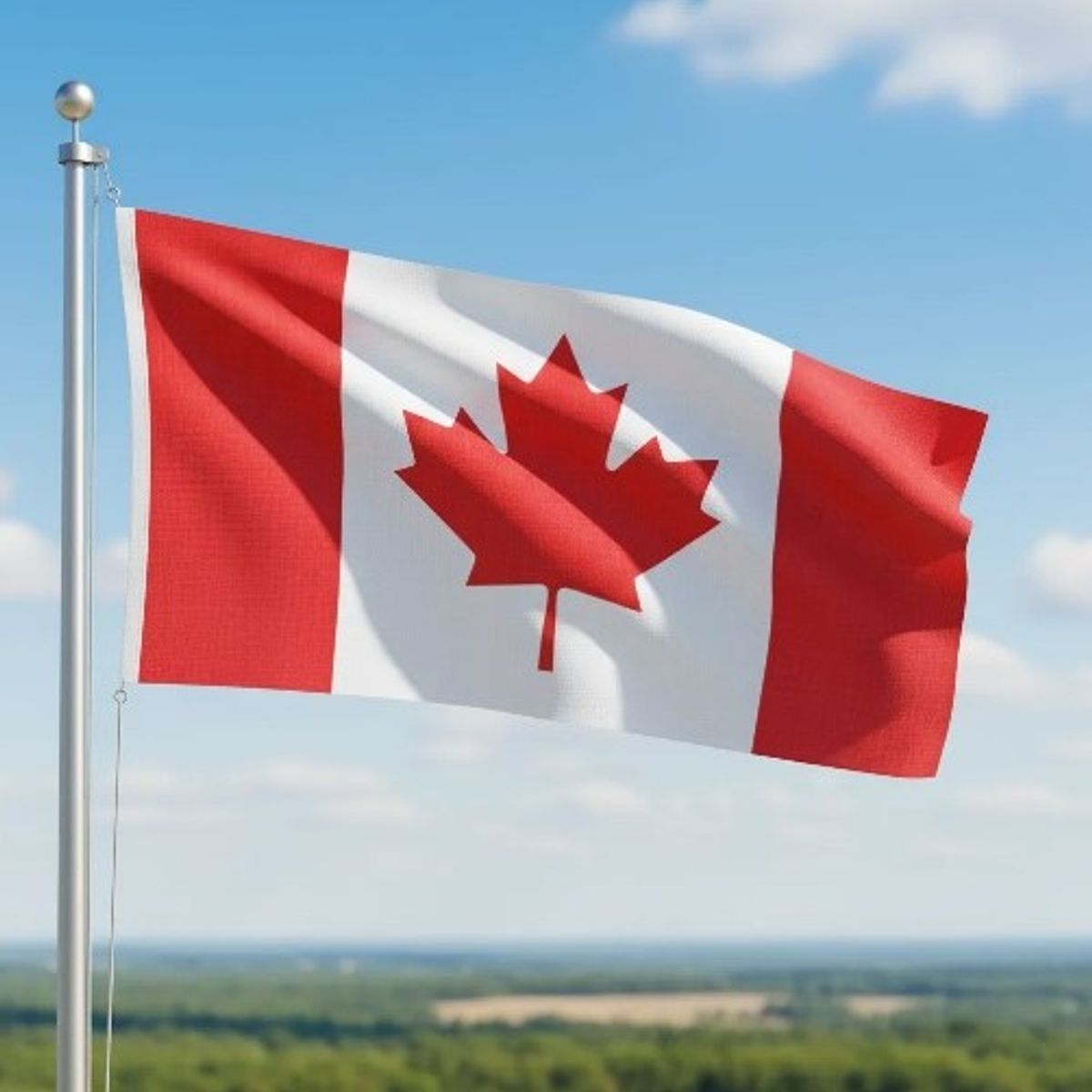 DORAL - Bandera De Canadá 90x60 Cm Estampada Argollas Metálicas.