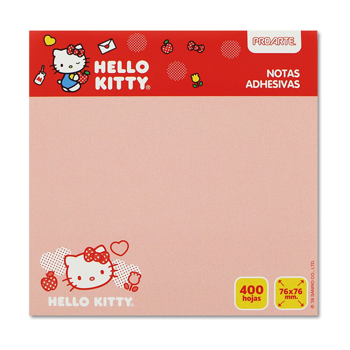 PROARTE - Notas Adhesivas Hello Kitty Proarte 7.6cmx7.6cm 400uds