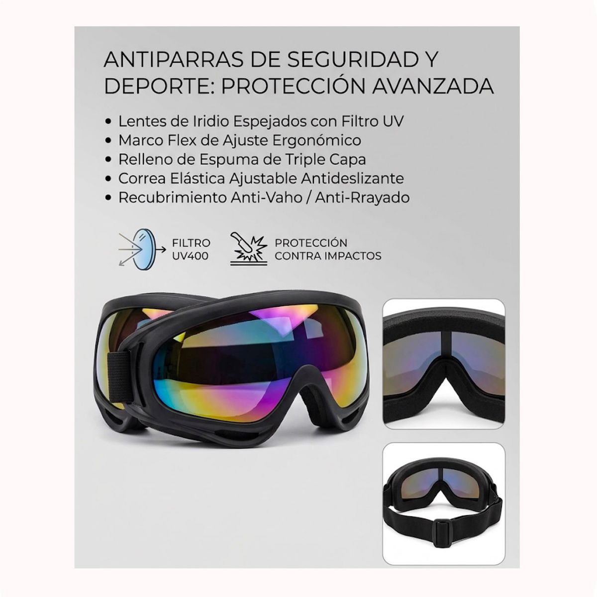 GENERICO - Antiparras Deportivas De Nieve Ski Y Snowboard Con Protección UV