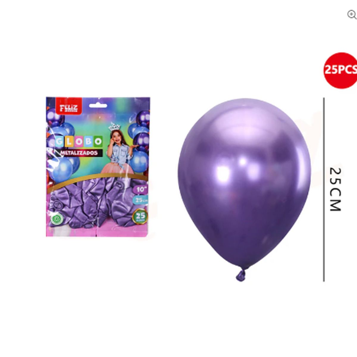 GENERICO - Globos metalizados morado 25cm 25 Unidades