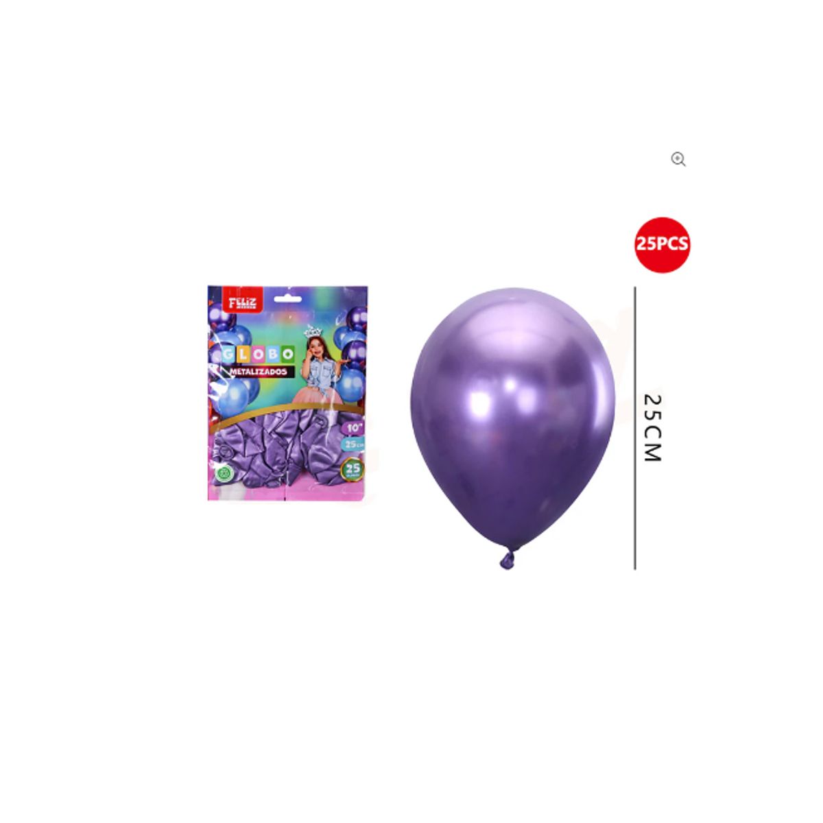 GENERICO - Globos metalizados morado 25cm 25 Unidades