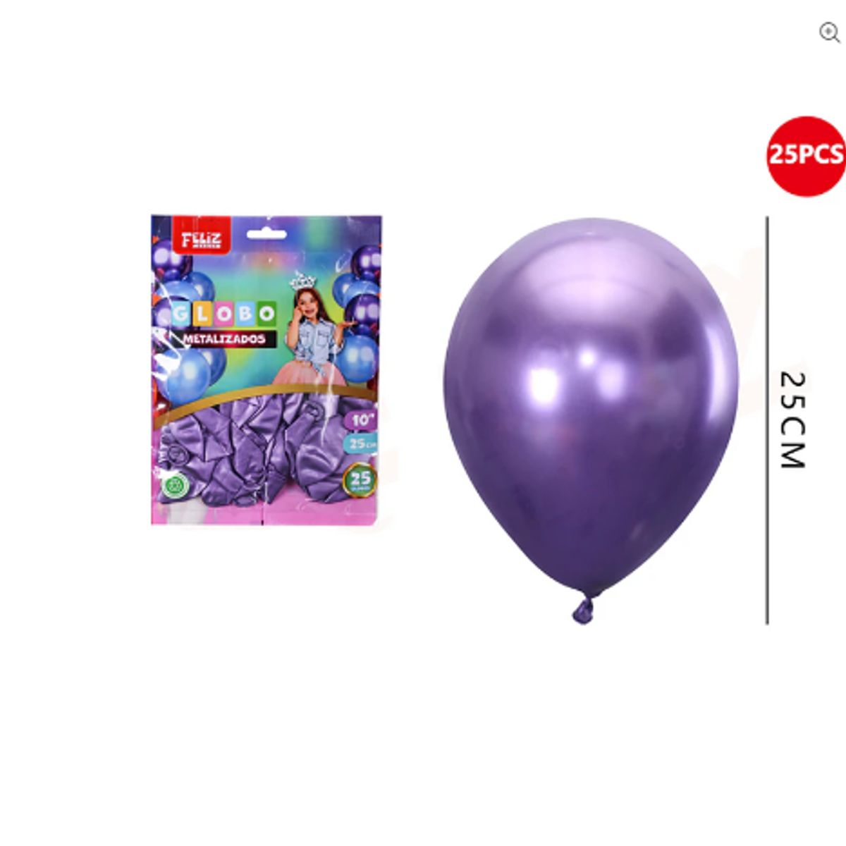 GENERICO - Globos metalizados morado 25cm 25 Unidades