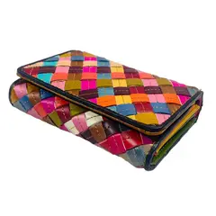 GENERICO - Billetera Tarjetera Y Monedero 100% Cuero Diseño Patchwork