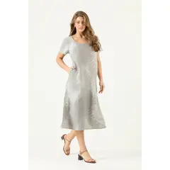 PRIVILEGE - Vestido De Lino Estampado Gris Cod 4005835