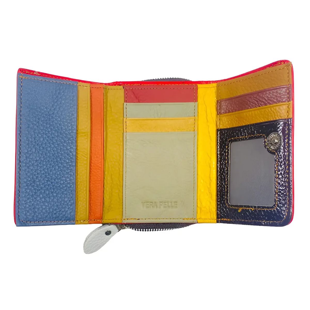 GENERICO - Billetera Tarjetero Monedero 100% Cuero Diseño Patchwork