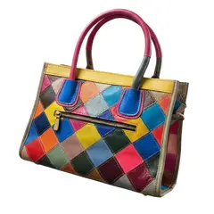 GENERICO - Cartera Bolso De Mujer Patchwork Cuero Bolsillos