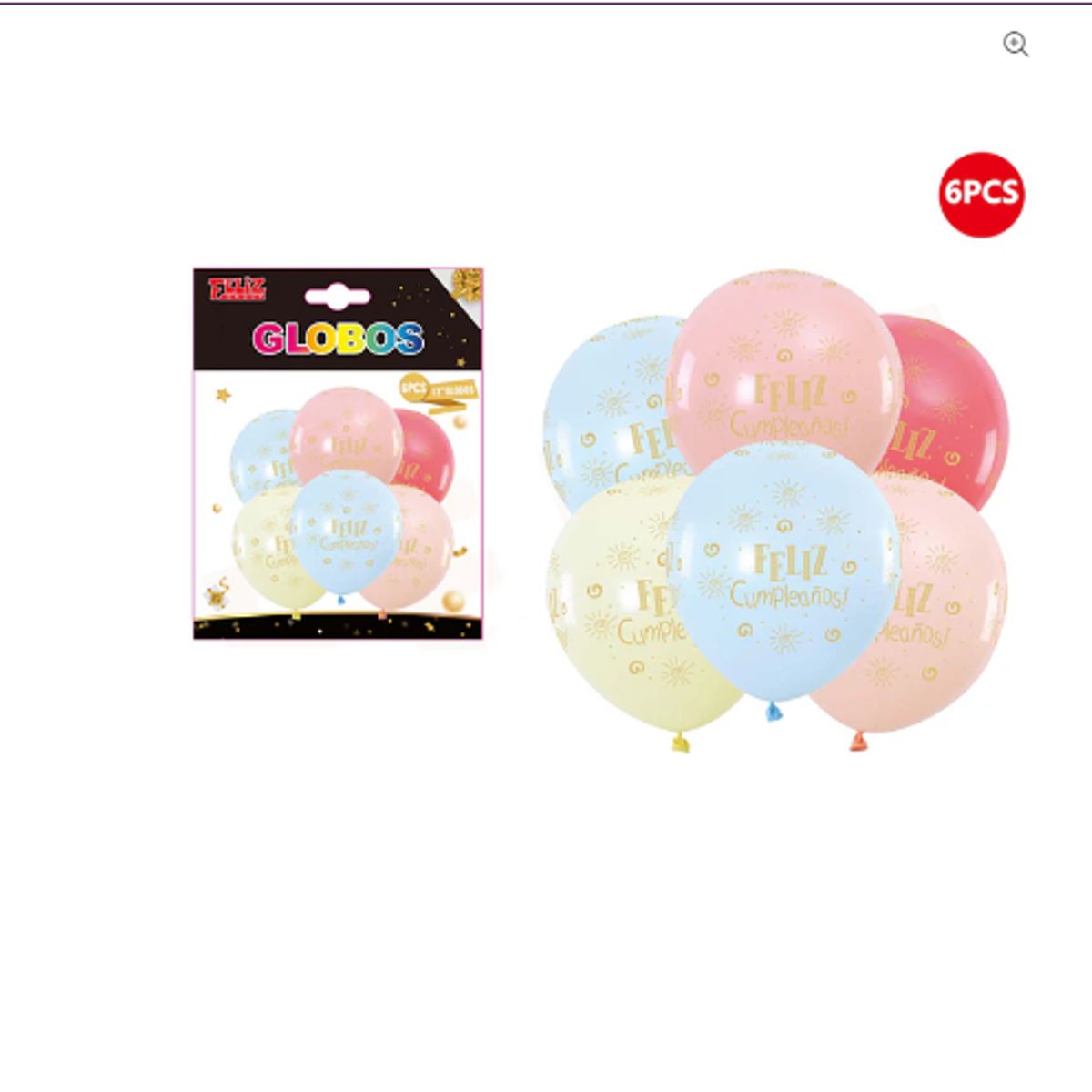 GENERICO - Globos Color Pastel con Feliz Cumpleaños 30cm 6 Unidades