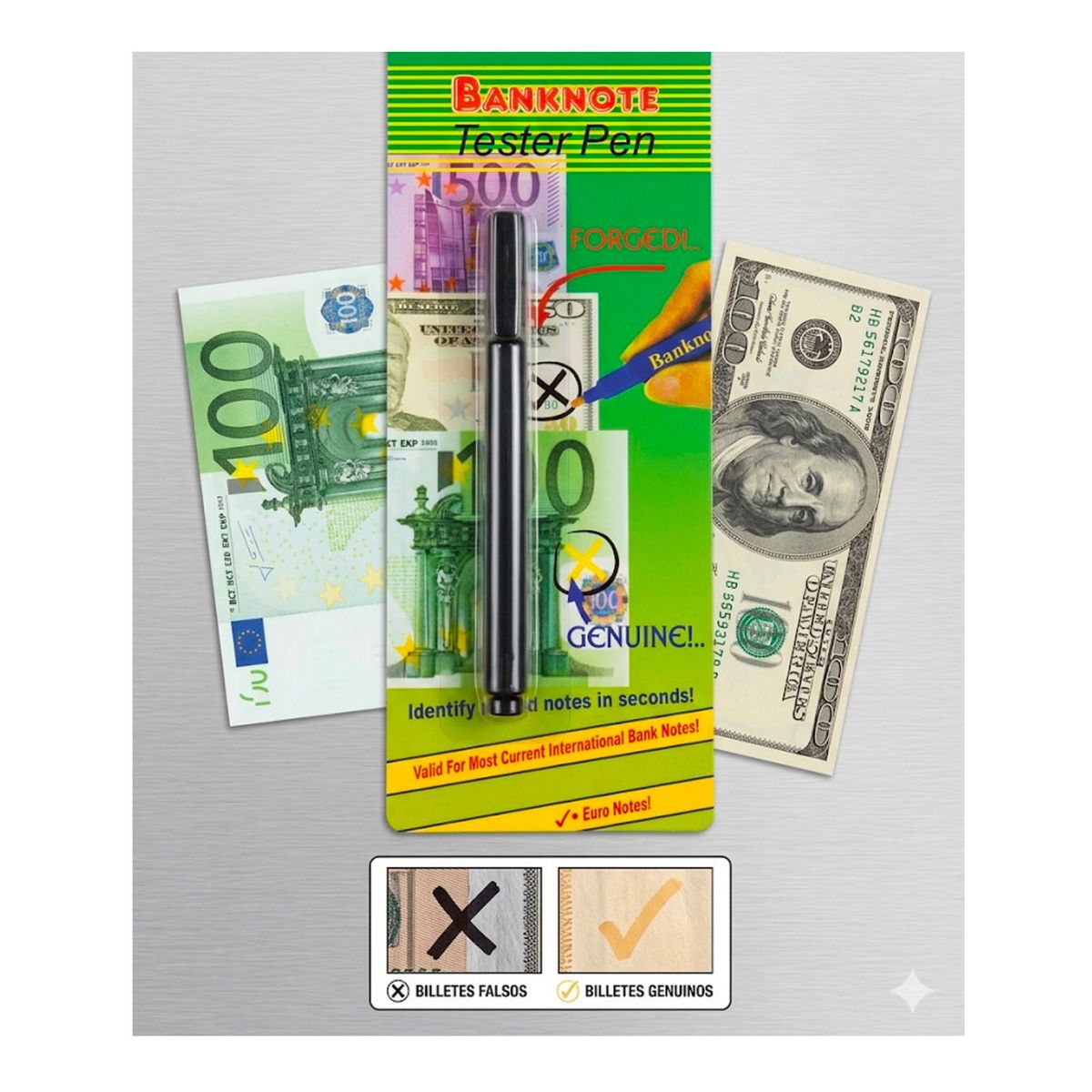 GENERICO - Lápiz Detector De Billetes Falsos Plumón Para Comercio Y Delivery