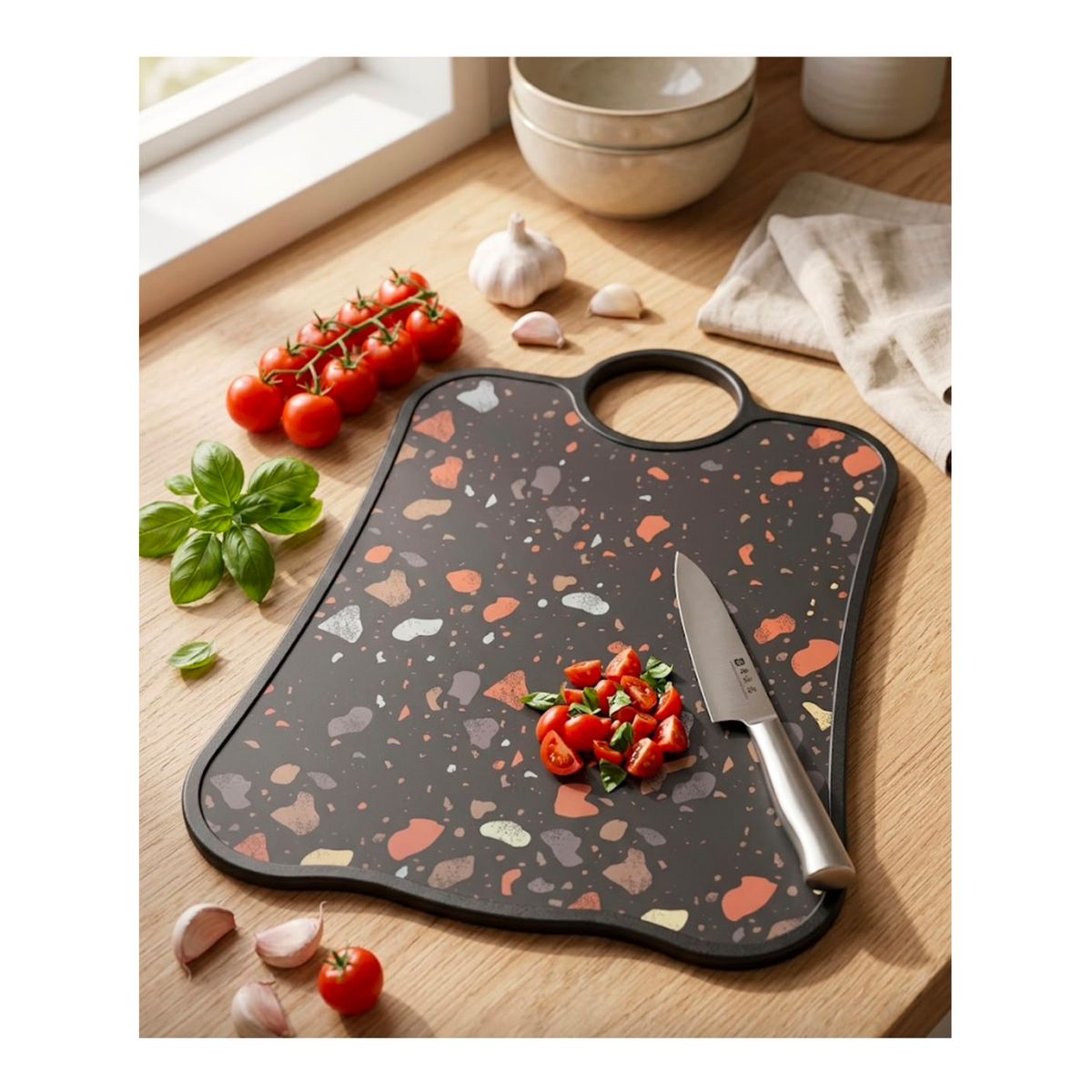GENERICO - Tabla De Picar Cocina Y Asados Gourmet 24 cm x 33 cm Diseño Negra