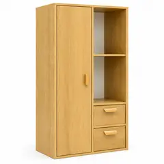 GENERICO - Mueble Organizador Con Puerta y 2 Cajones Estilo Nórdico 50x24x105cm Madera Diseño Funcional Almacenamiento