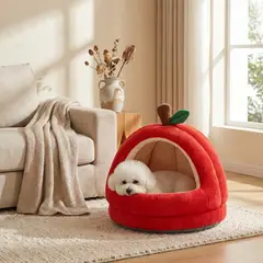 HOMER OUTDOOR - Cama Mascota Manzana Roja M 42x42x39cm Gato Perro Pequeño