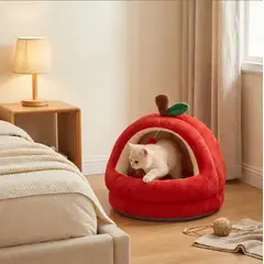 HOMER OUTDOOR - Cama Mascota Manzana Roja 35x35x33cm Gato Perro Pequeño