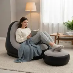 GENERICO - Sillón Inflable Con Puff Reposapiés Ergonómico Lounge