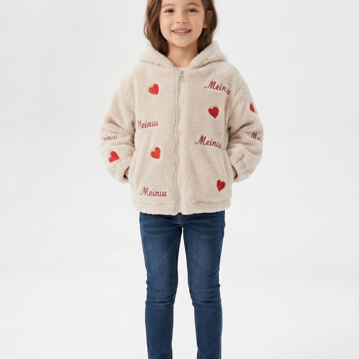 KIBOU - Chaqueta Chiporro Niña Con Gorro Polerón Peludo Invierno