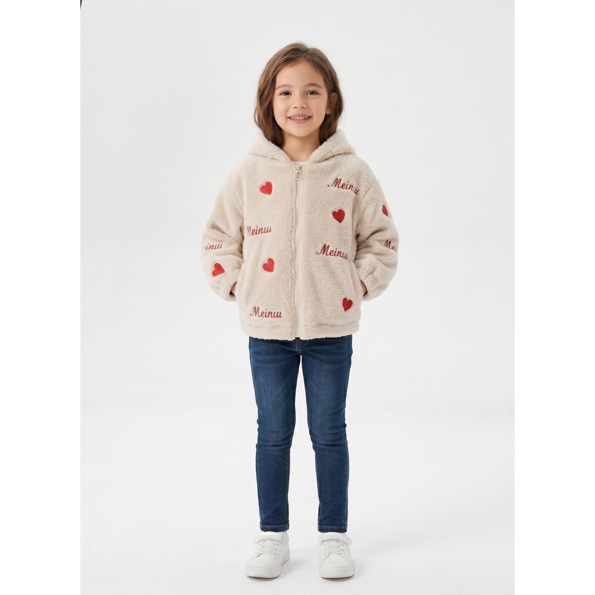 KIBOU - Chaqueta Chiporro Niña Con Gorro Polerón Peludo Invierno