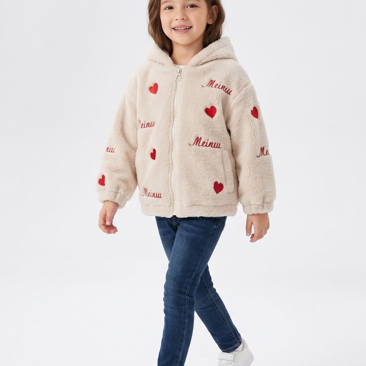 KIBOU - Chaqueta Chiporro Niña Con Gorro Polerón Peludo Invierno