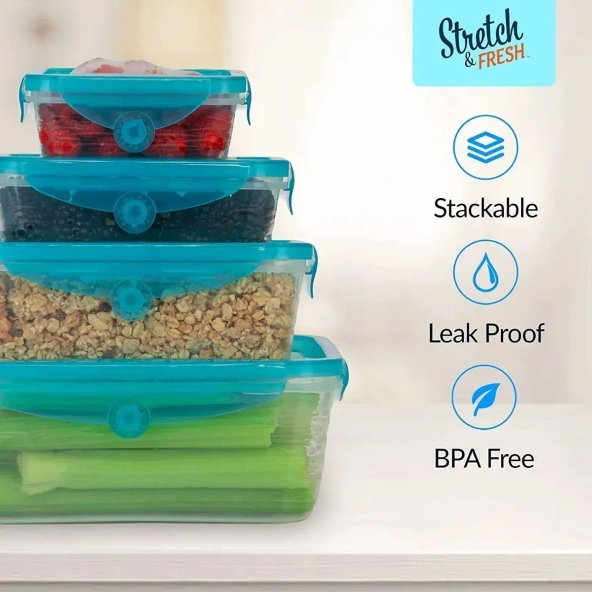 GENERICO - Tapers Herméticos 6 Unidades Plástico Silicona para Microondas y Freezer