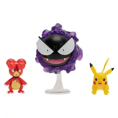 POKEMON - PACK 3 FIGURAS - MAGBY+GASTLY+PIKACHU