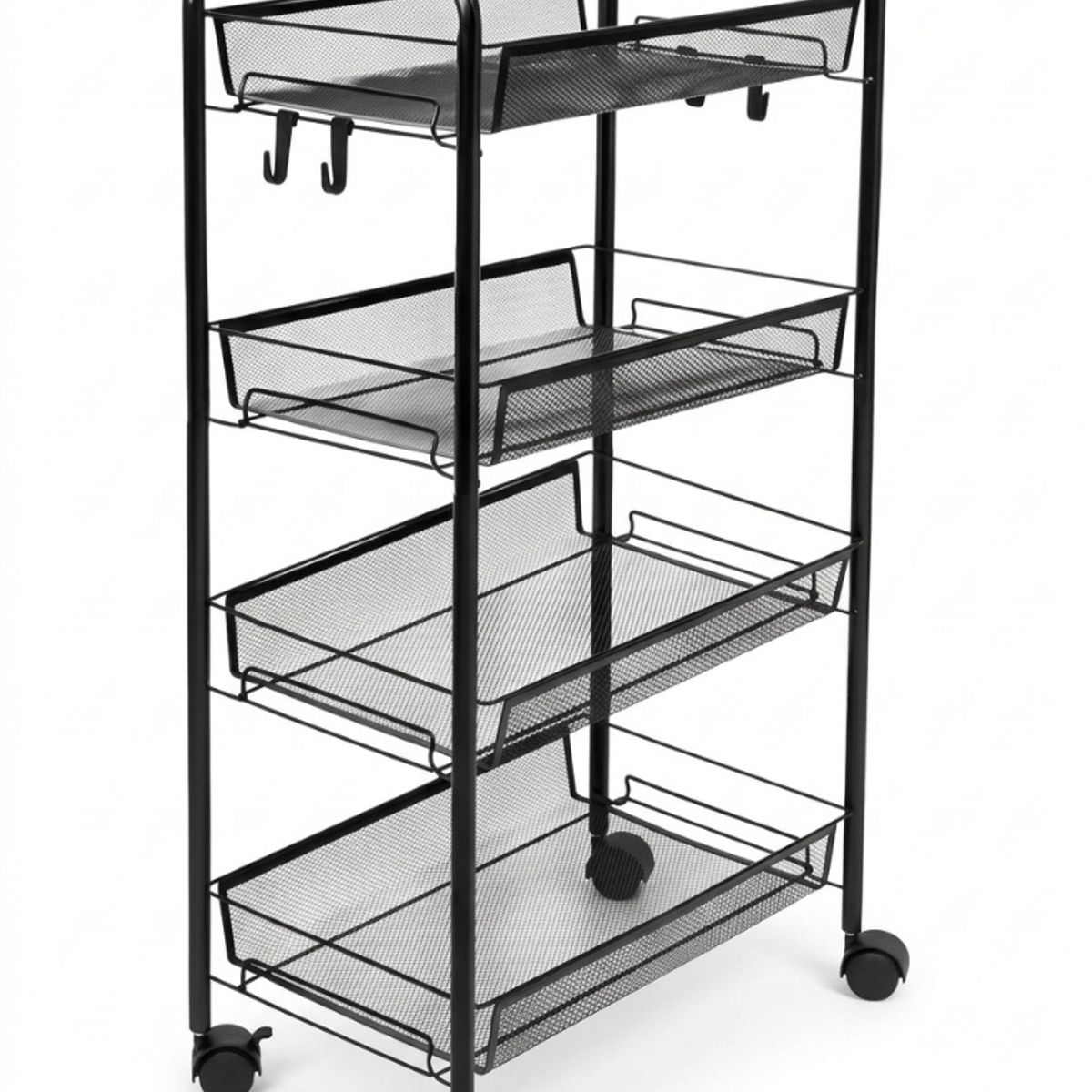 GENERICO - Carrito Organizador Con Rueda Multiuso 4 Niveles Color Negro
